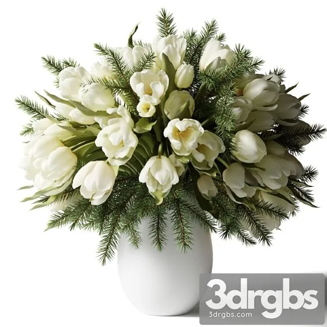 Bouquet of White Tulips in a White Vase 3dsmax Download