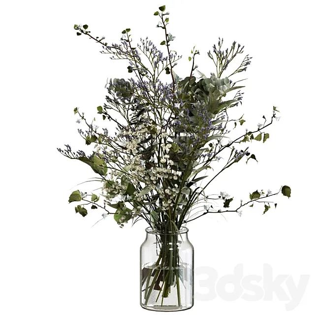 Bouquet of wild flowers and branches 3dsMax Model