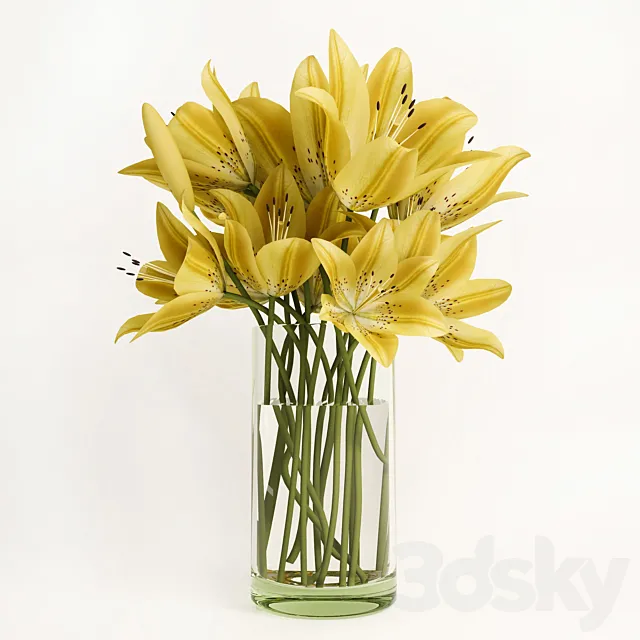 Bouquet of yellow lilies 3DSMax File