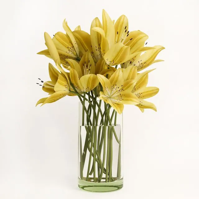 Bouquet of yellow lilies 3dsMax Model