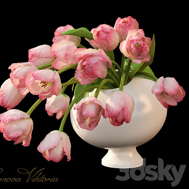 Bouquet pink tulips 3ds Max