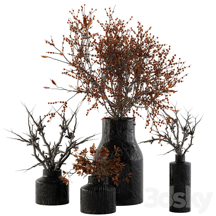 Bouquet Set 11 – Dried Branch and Berry 3DS Max