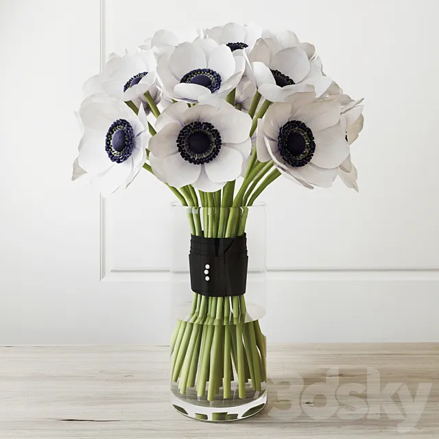 Bouquet (white anemone) 3DSMax File