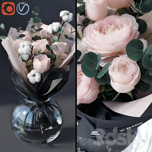 Bouquet with cotton 3DSMax File