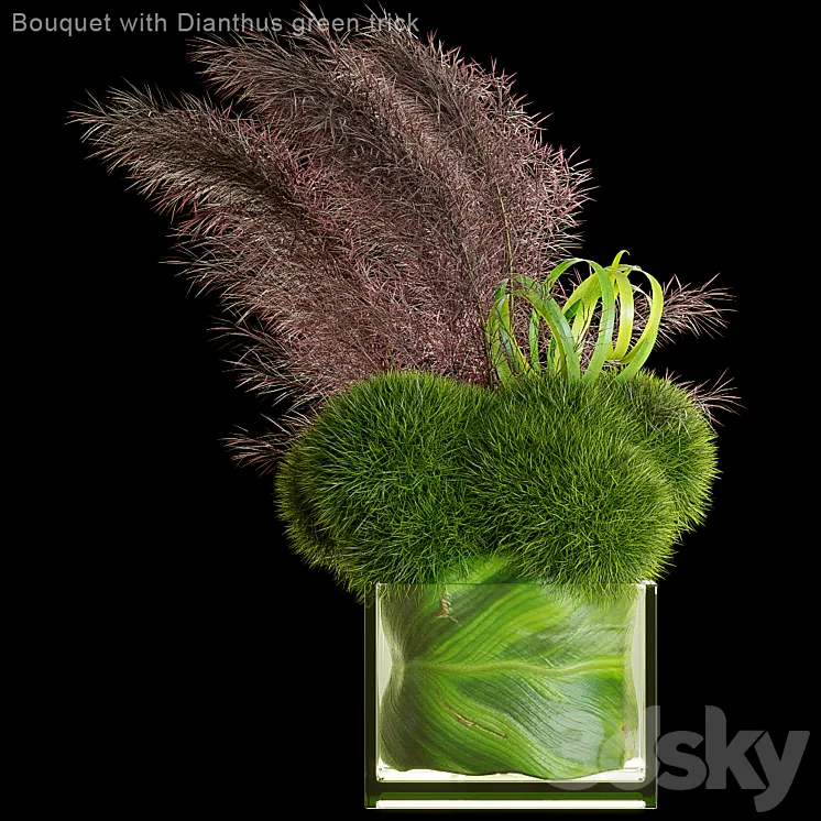 Bouquet with Dianthus green trick 3DS Max
