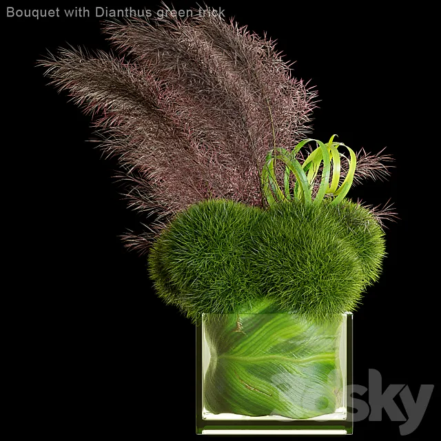 Bouquet with Dianthus green trick 3DSMax File