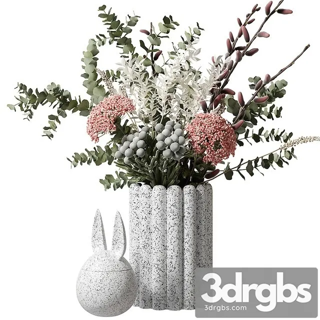 Bouquet With Eucalyptus and Flowers in a White Vaseinstagram 3dsmax Download