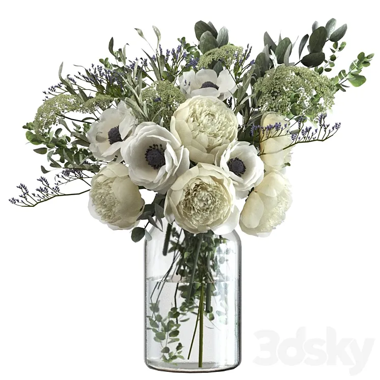 Bouquet with flowers and eucalyptus 3DS Max Model
