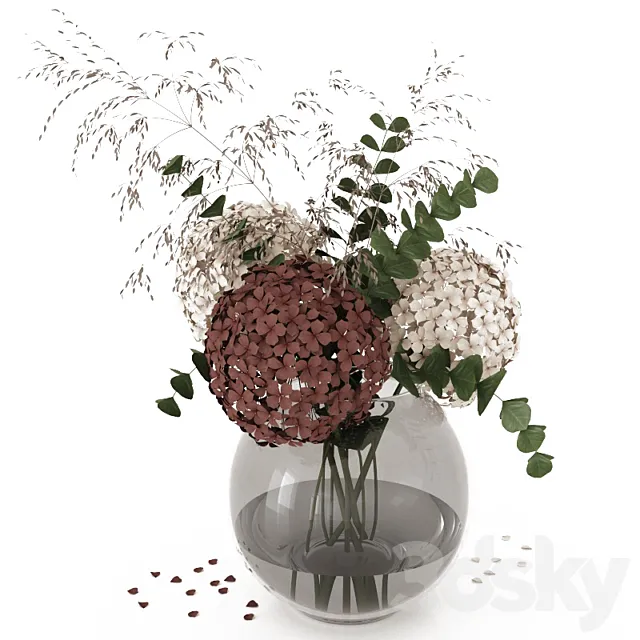 Bouquet with hydrangea and eucalyptus branches 3DSMax File