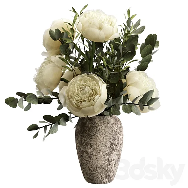 Bouquet with peonies and eucalyptus 3dsMax Model