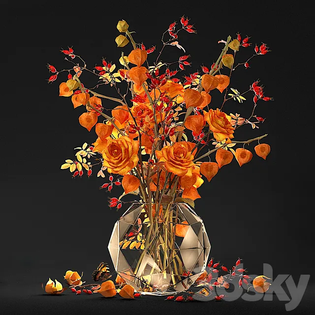 Bouquet with physalis 3ds Max