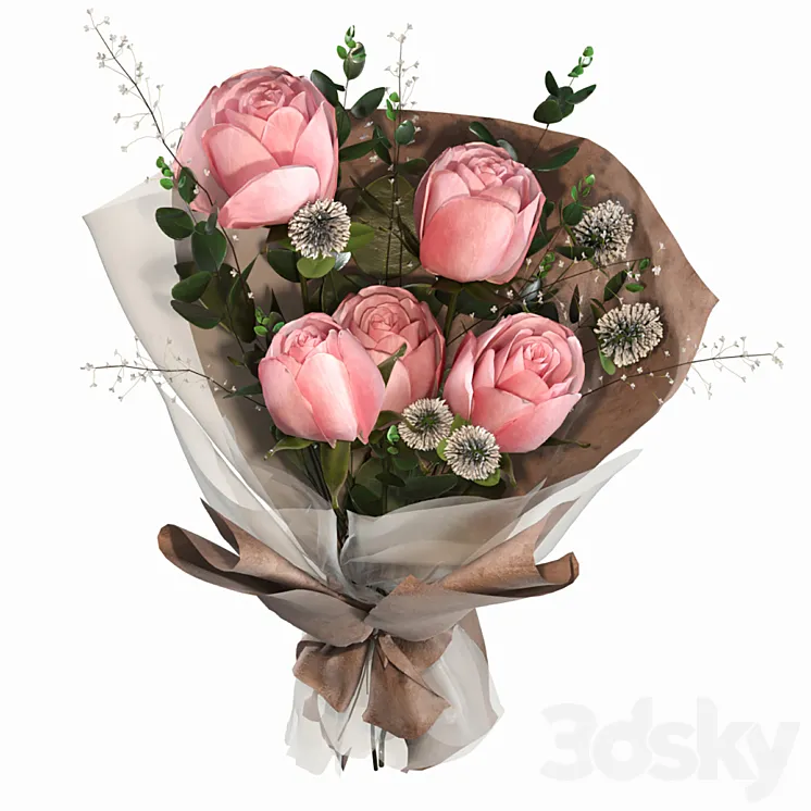 bouquet with roses 3DS Max