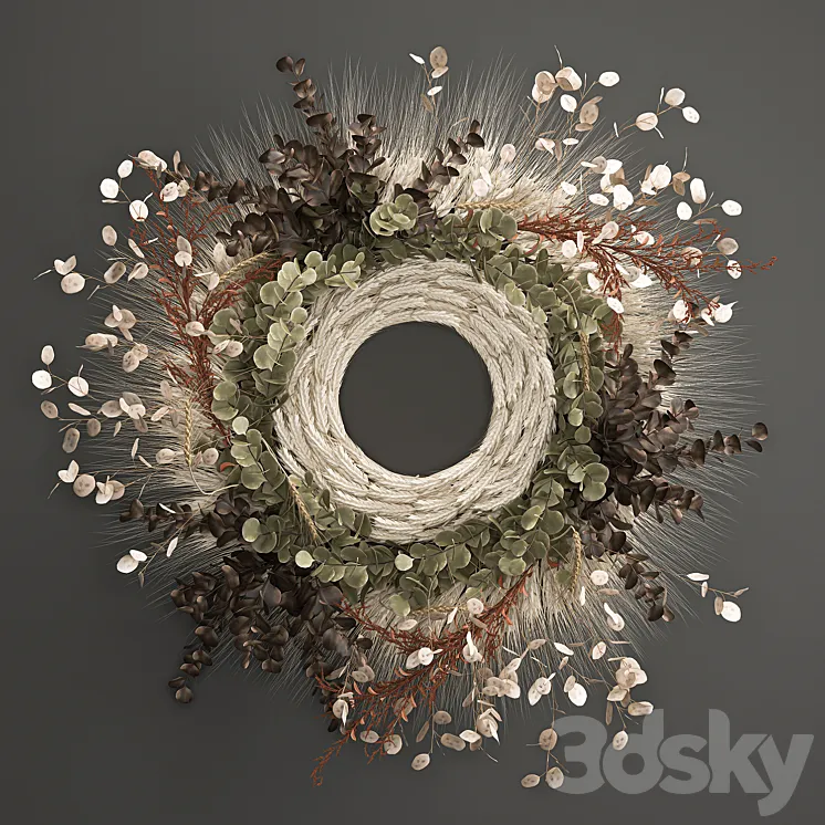 Bouquet wreath wall decor made of wheat dried flower Lunnik. 220. 3DS Max Model