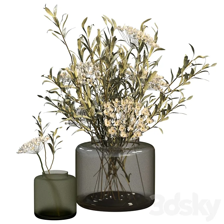 Bouquets in vases Ikea Konstfull 3DS Max