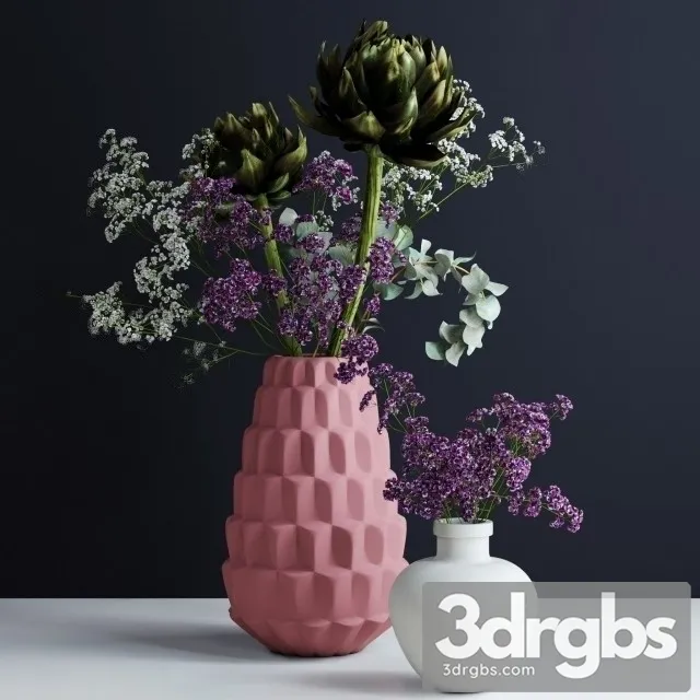 Bouquets Pink White Vases 3dsmax Download