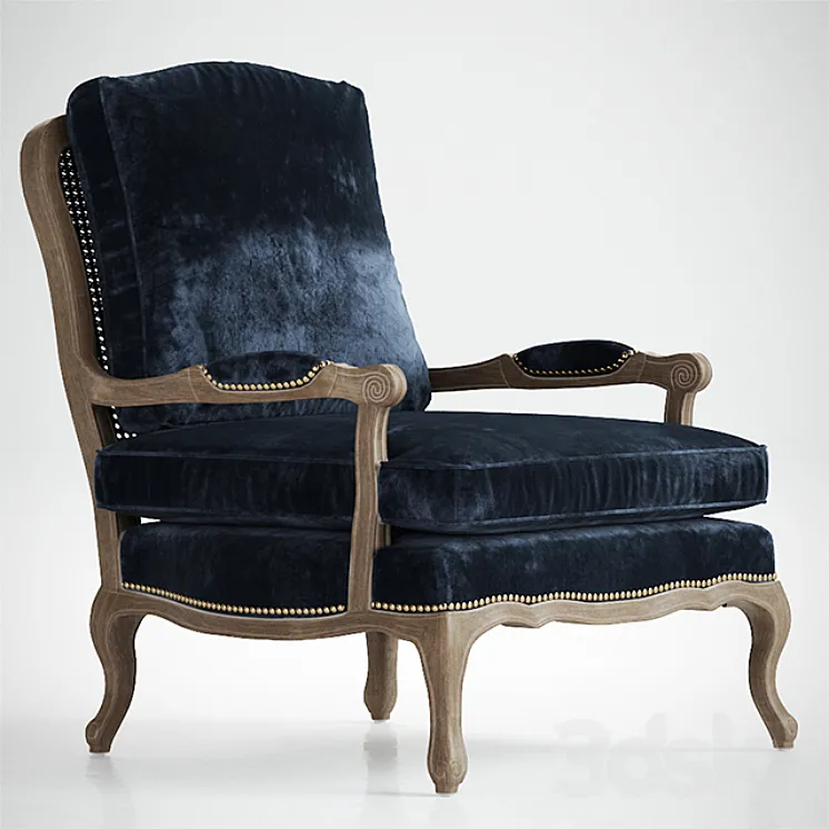 Boutique Accent Chair in Cut Blue Pile 3DS Max