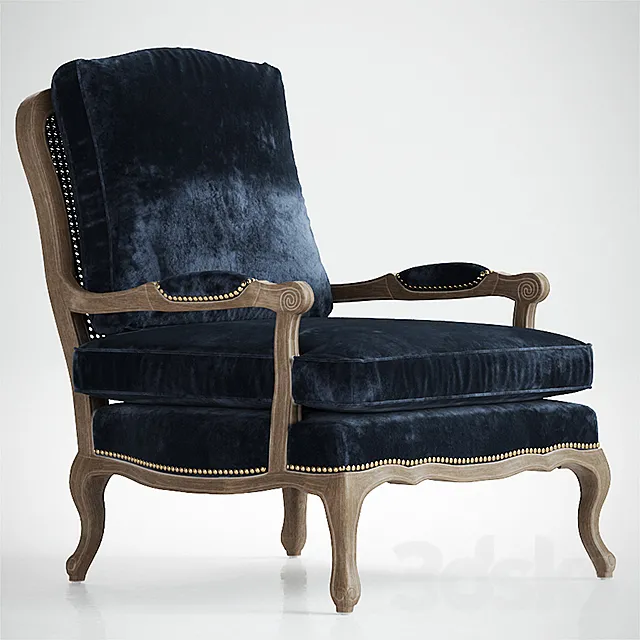 Boutique Accent Chair in Cut Blue Pile 3DSMax File