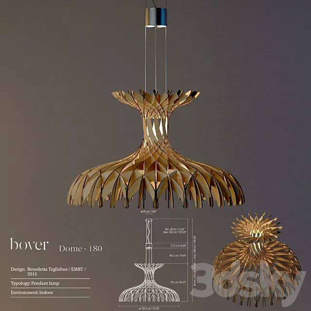 Bover Pendant Dome 180 Chandelier – Design by Benedetta Tagliabue – 3DSMax File