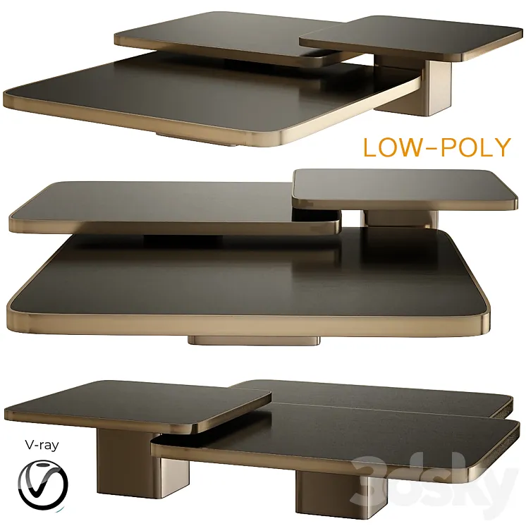 Bow Coffee Tables and Side Tables Classicon (low poly) 3DS Max