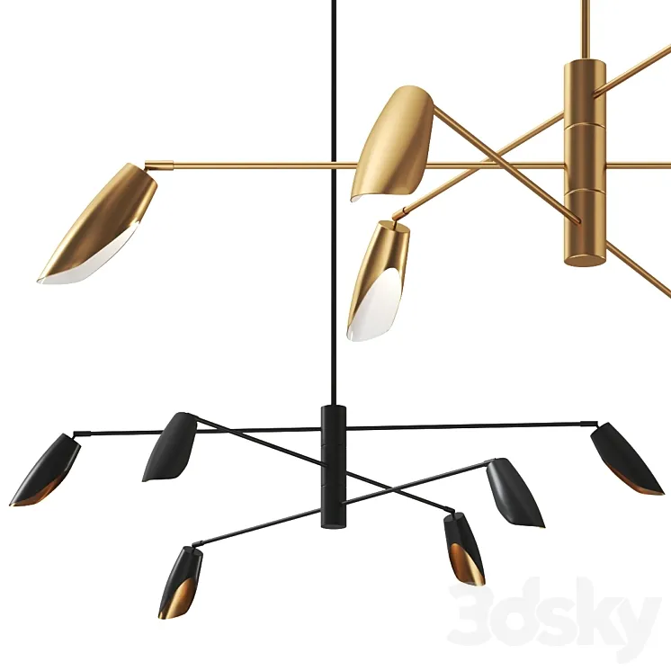 Bowery 3 Tier Led Chandelier by Fredrick Ramond Pendant Lamp 3DS Max Model