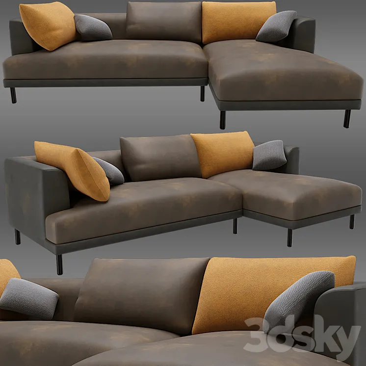 Bowery chaise corner sofa 3DS Max