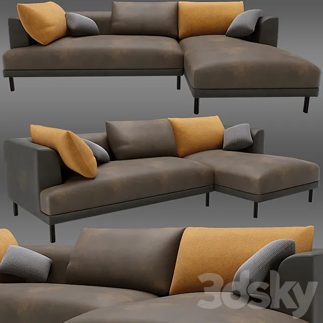 Bowery chaise corner sofa 3DSMax File