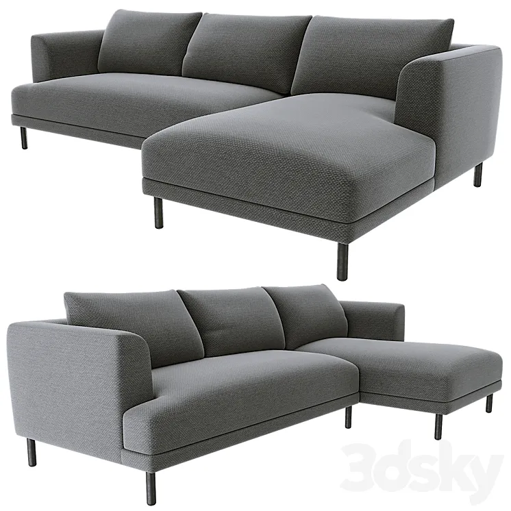 Bowery chaise corner sofa gray 3DS Max