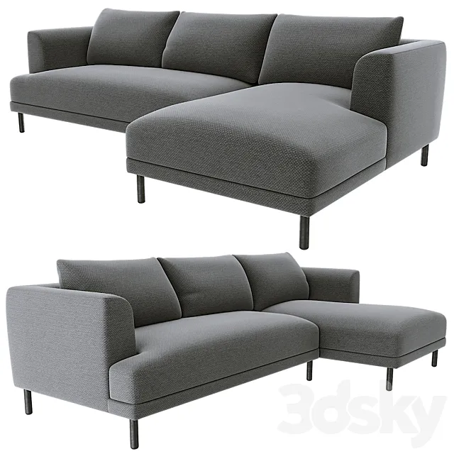 Bowery chaise corner sofa gray 3DSMax File
