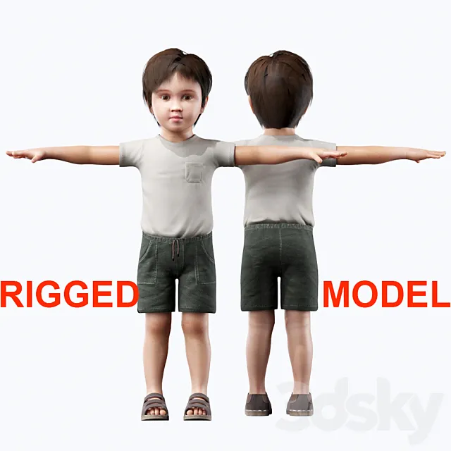 Boy in a T-shirt and shorts. 3ds Max