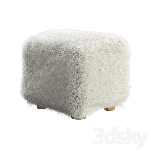 Bozzi Mongolian Sheepskin Ottoman Cb2 3DS Max Model