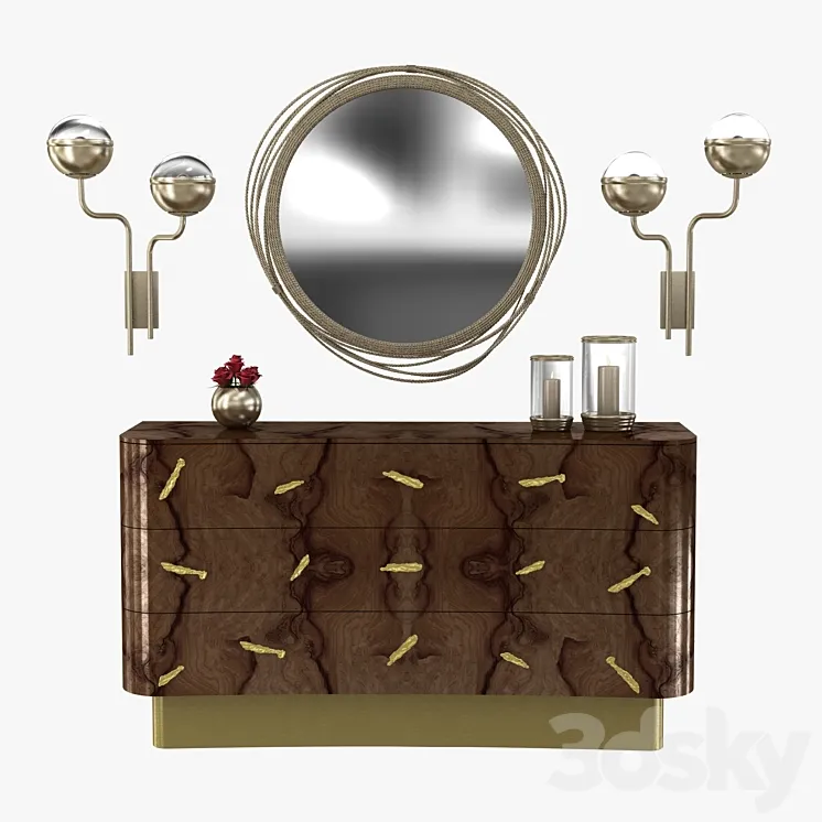 Brabbu kayan mirror niku wall lamp and baraka chest 3D model 3DS Max Model
