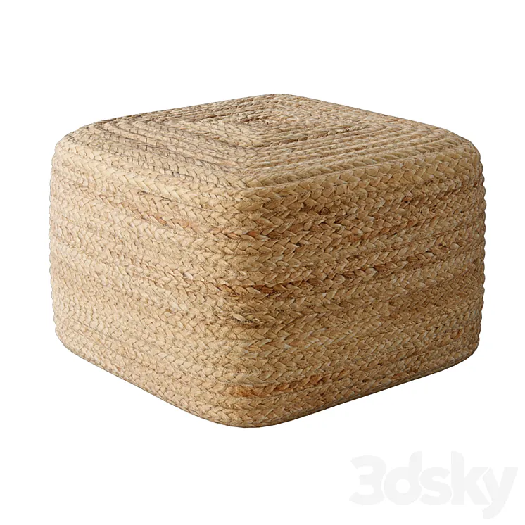 Braided jute pouf square 3DS Max Model