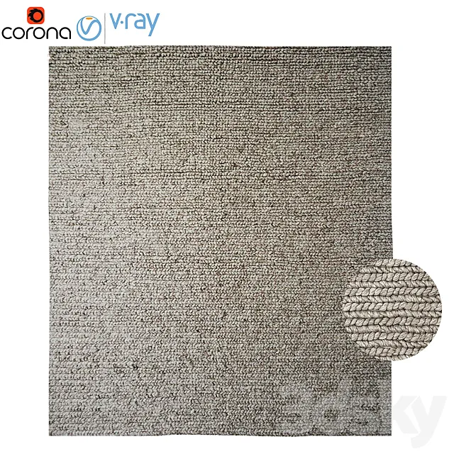 Braided wool rug 3DSMax File