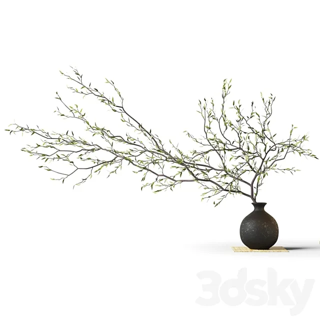 Branch in a vase on a rug 3ds Max