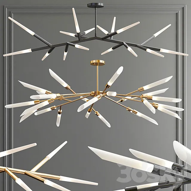 Branch Multi Tube & Led Chandelier 3DS Max Model