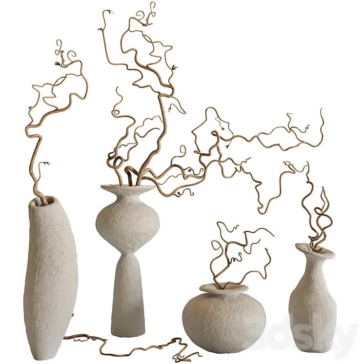 Branches and vases set 3DS Max Model