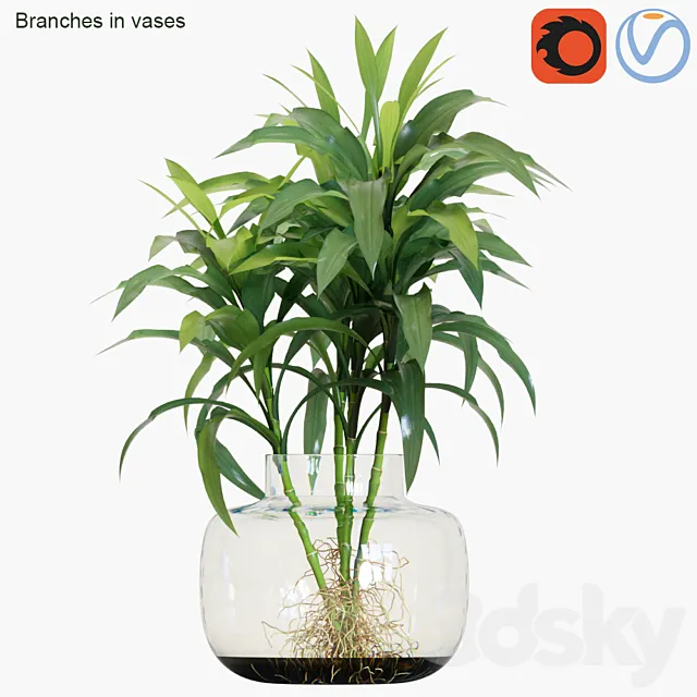 Branches in vases # 24 3DSMax File