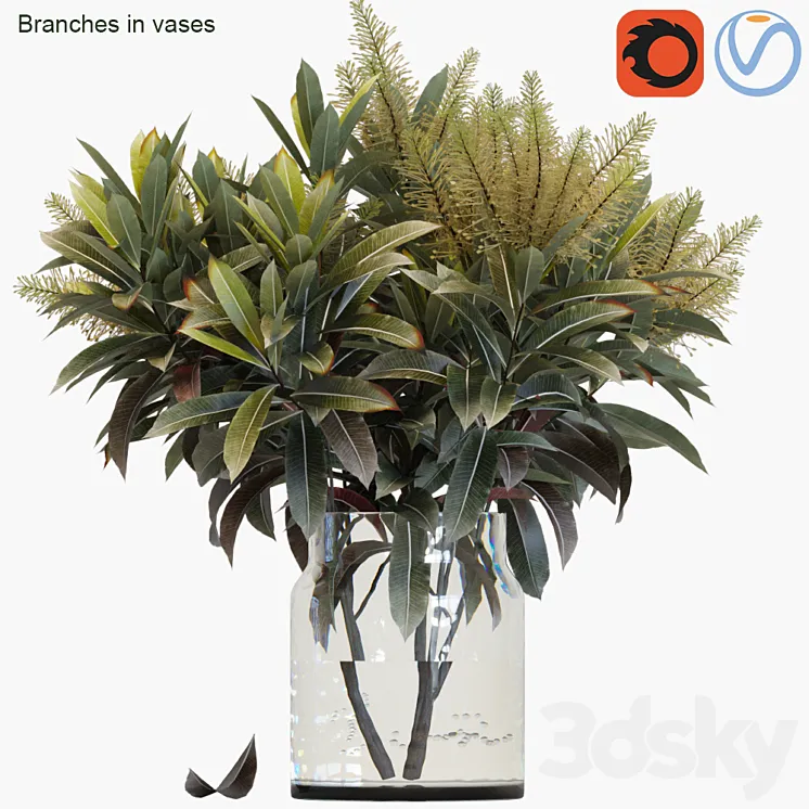 Branches in vases 25 3DS Max