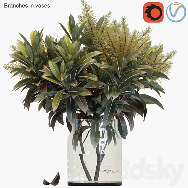 Branches in vases 25 3DSMax File