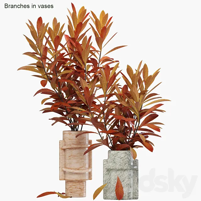 Branches in vases 27: Autumn flame 3DSMax File