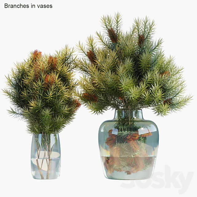 Branches in vases 30: Red Candle 3DSMax File