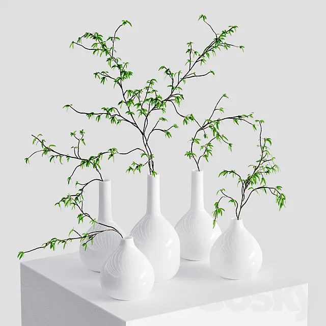 Branches in vases 3ds Max