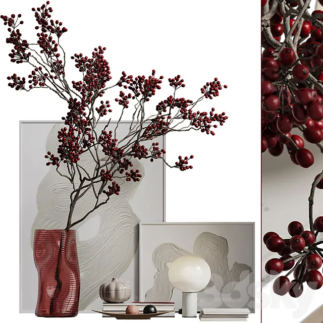 Branches with berries decor set 3DS Max Model