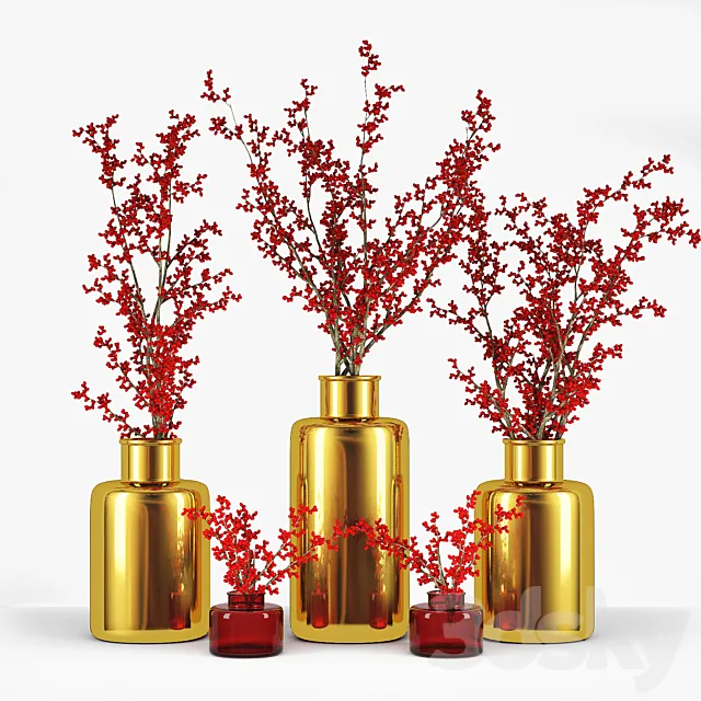 Branches with Berries in a Vase 3DSMax File