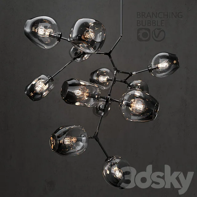 Branching bubble 12 lamps 3ds Max
