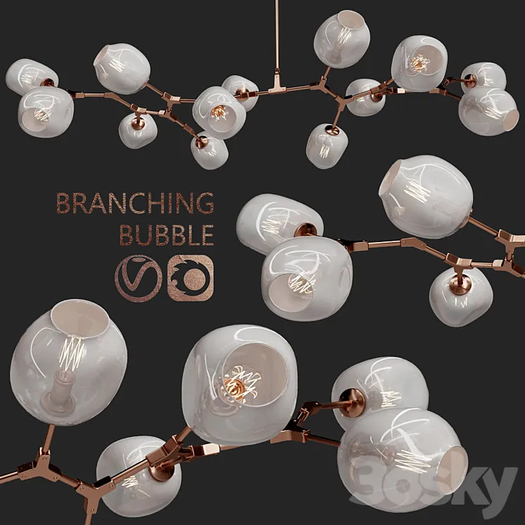 Branching bubble 13 lamps 3DS Max