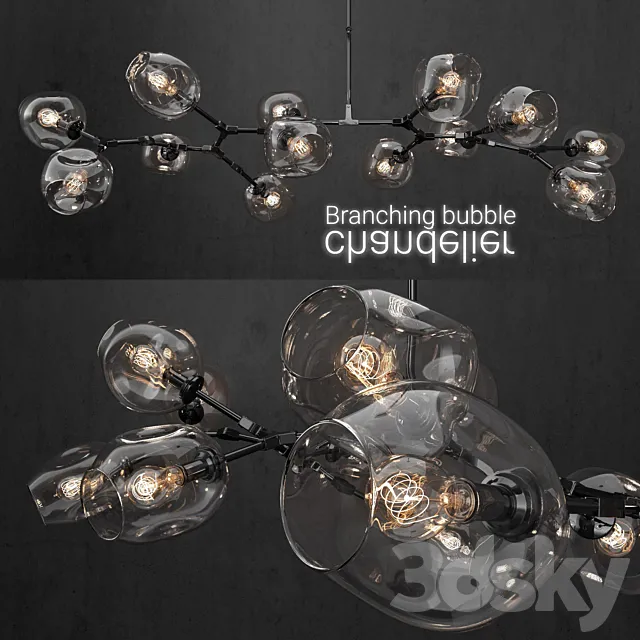 Branching bubble 13 lamps CLEAR _ BLACK 3DSMax File