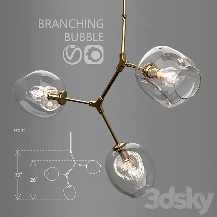 Branching bubble 3 lamps 3DS Max