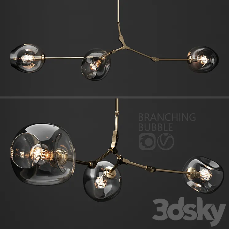 Branching bubble 3 lamps 3DS Max