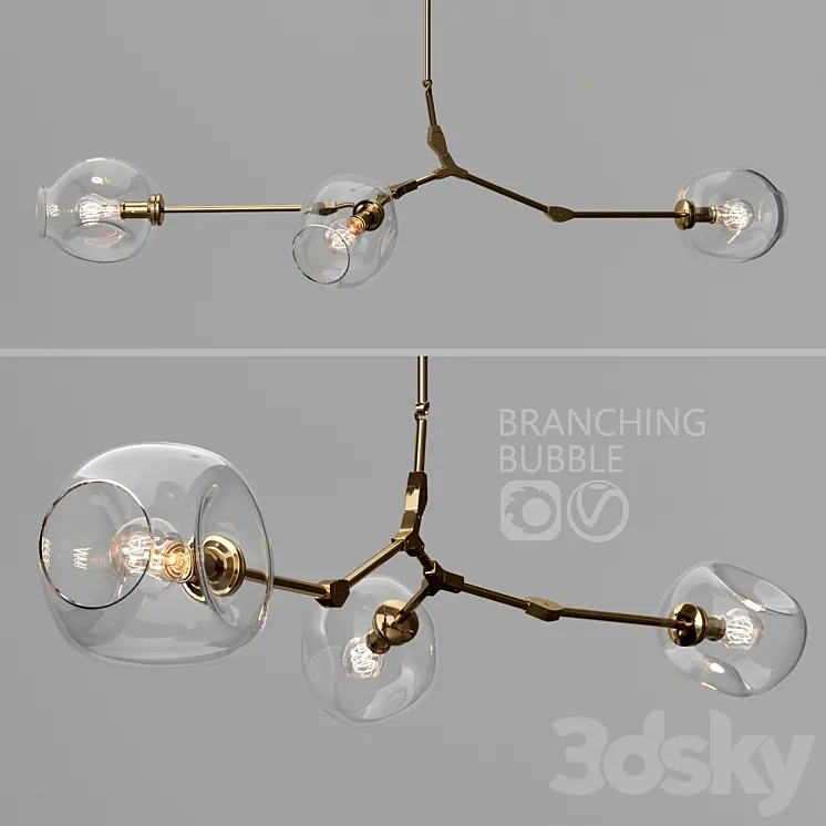 Branching bubble 3 lamps 3DS Max